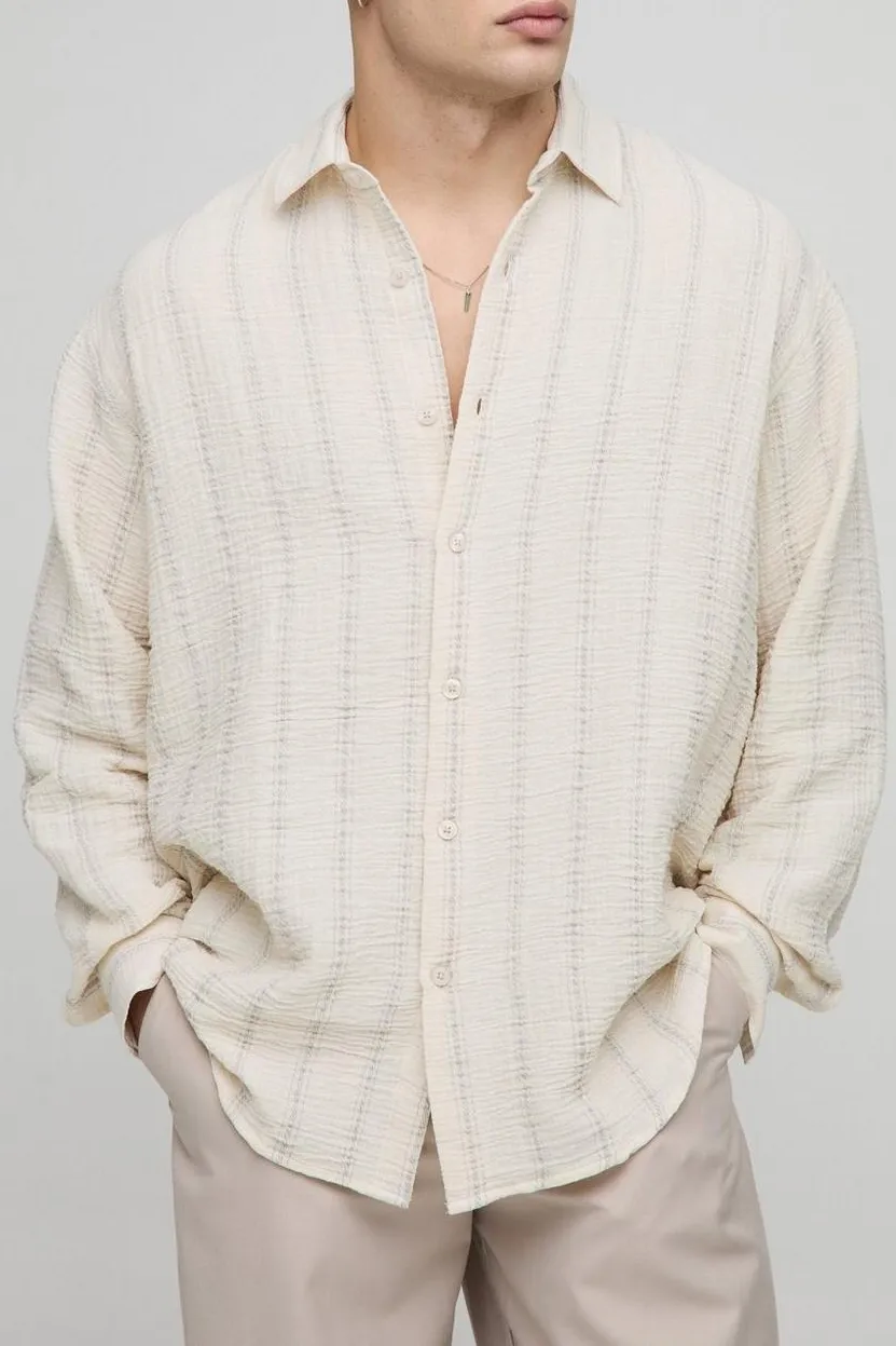 Relaxed Cheesecloth Cotton Shirt Casual Style