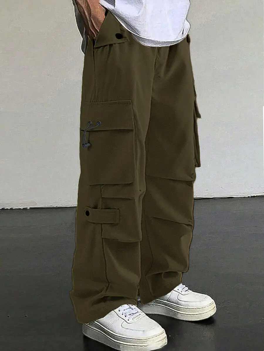 Men's Baggy Cargo Pants Pockets Waistband