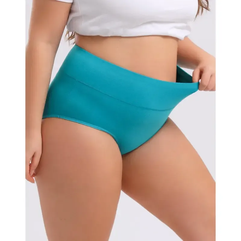 Women's large-size high-waist cotton underwear, soft and comfortable, fully covering triangle pants, breathable and elastic fabric, suitable for daily wear and providing all-day comfort.