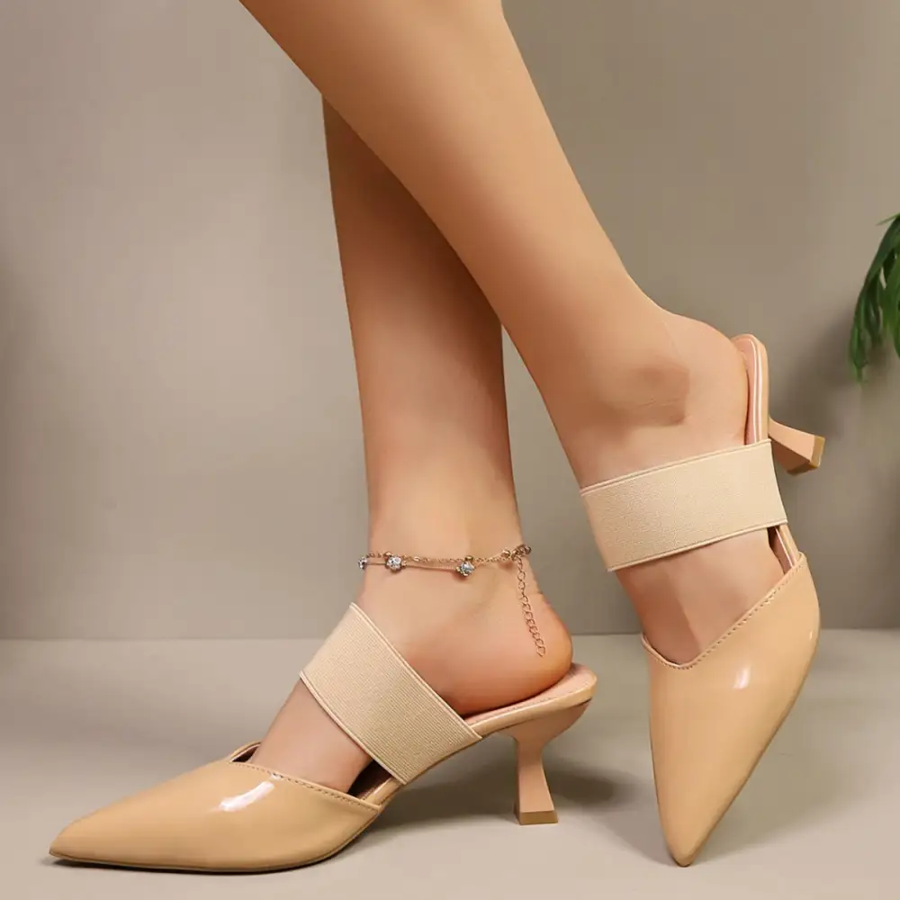 Point Toe Flare Heel Sandals