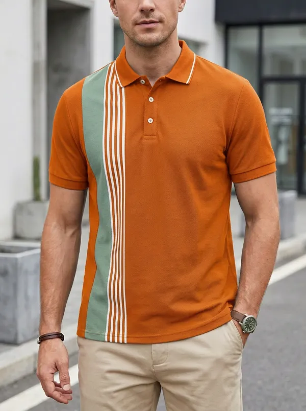 Men's Modern Striped Polo Shirt