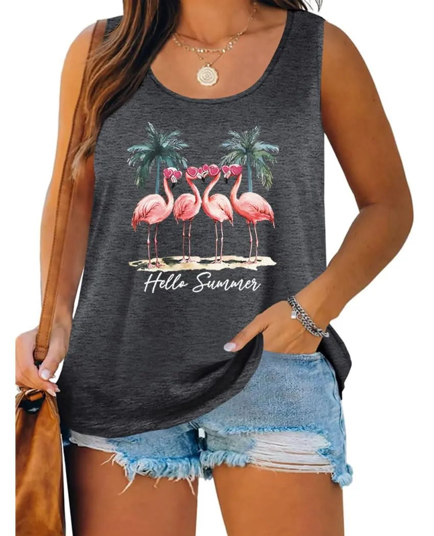Flamingos Print Tank Top