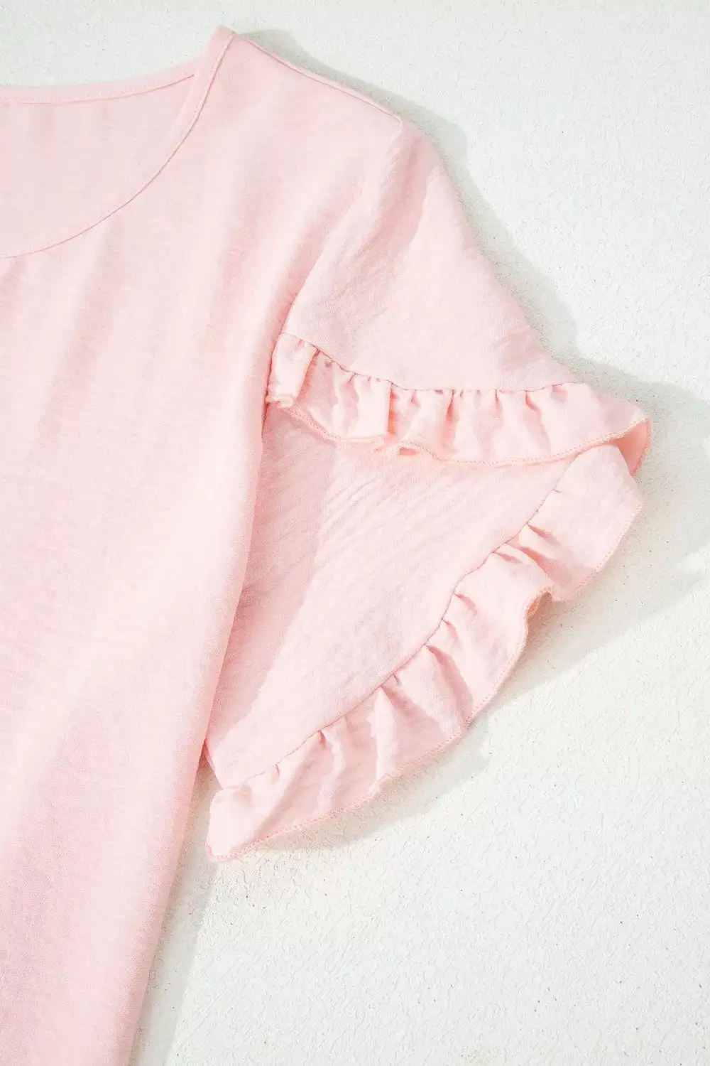 Ruffle Trim Short Sleeve Blouse