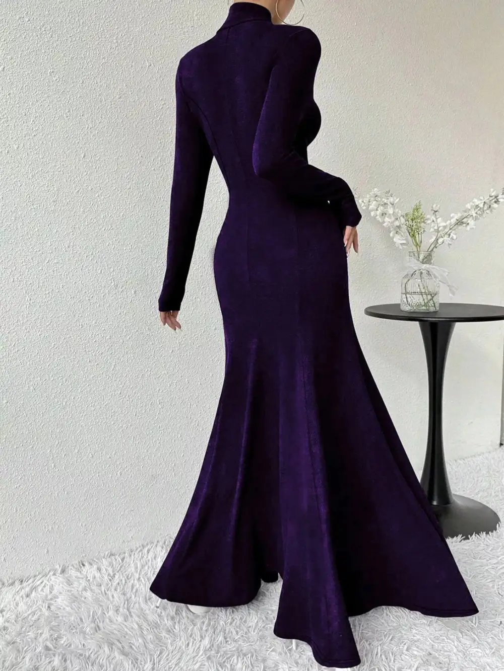 Polished Detail Long Sleeve Maxi Dress