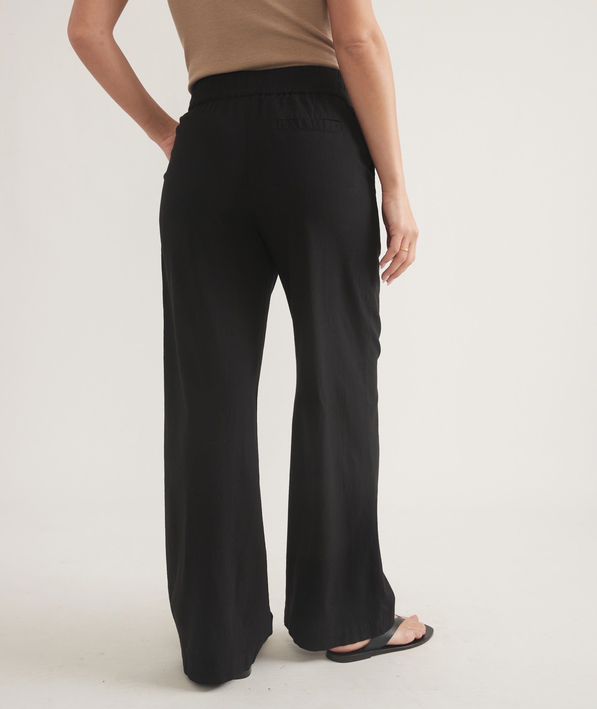 Black Linen Wide-Leg Trousers