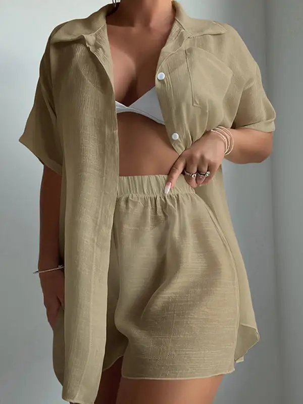 Loose Sun Protection Short Sleeved Swim Cover Up