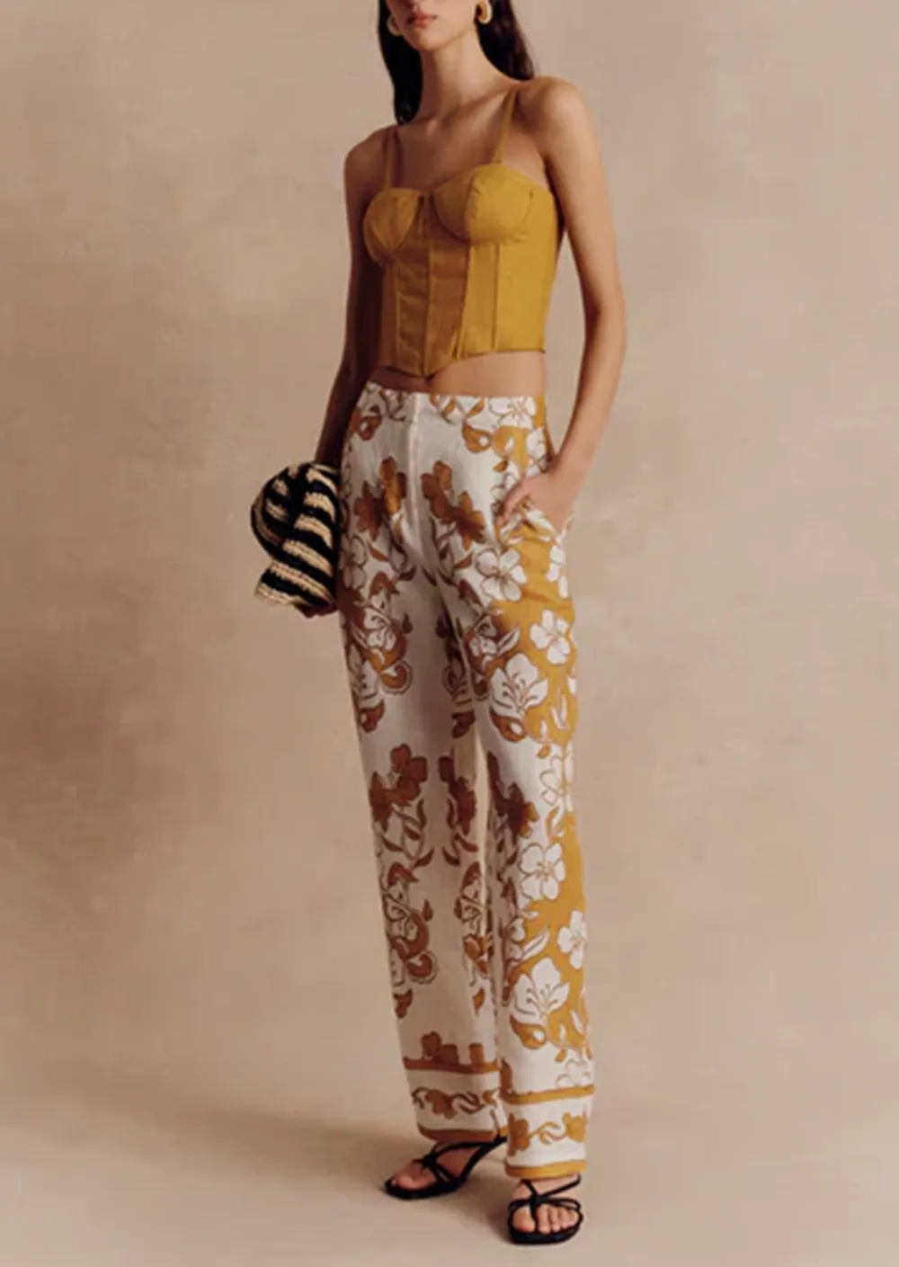 FLORAL PRINTED WIDE LEG PANTS