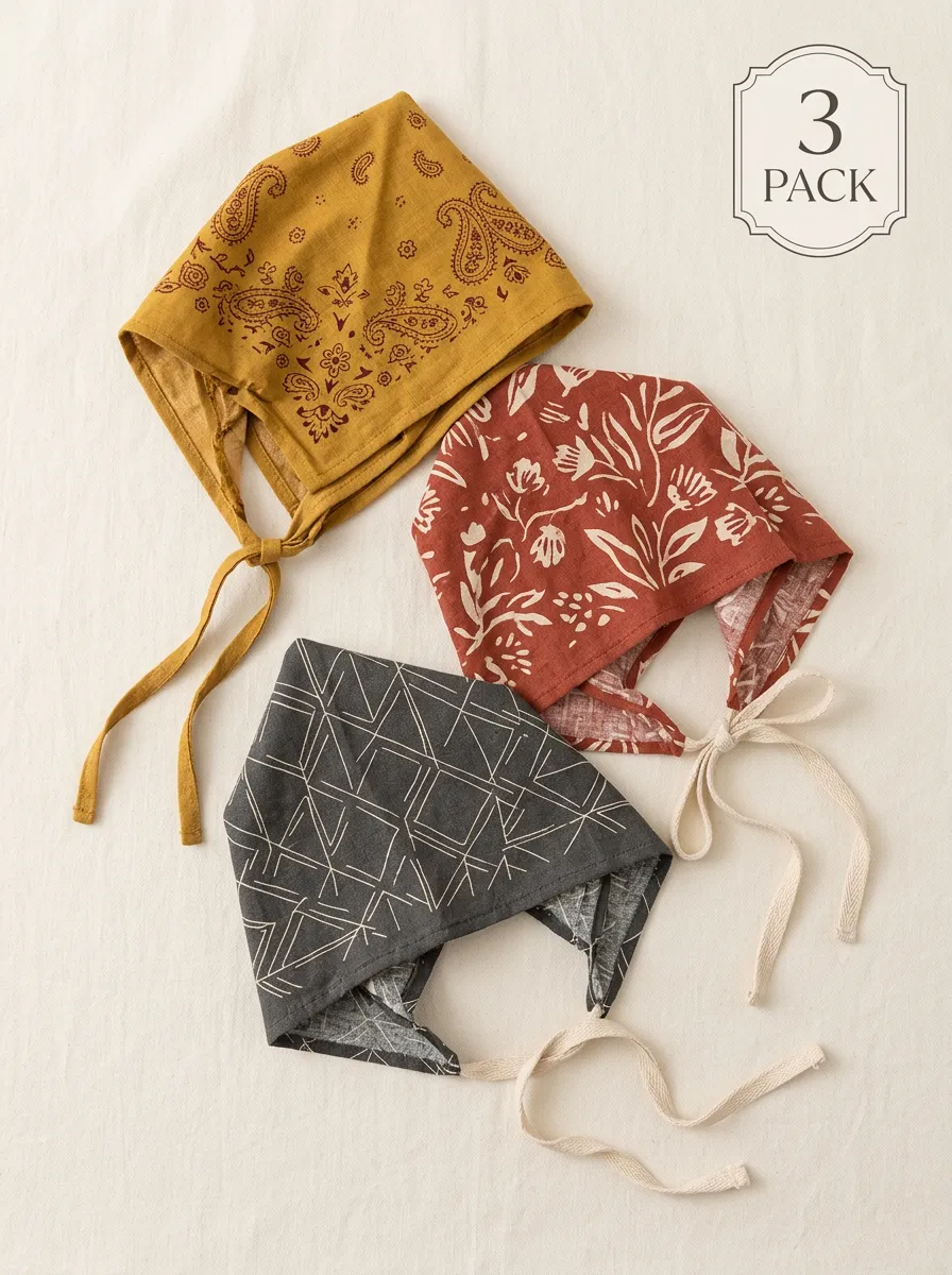 Refined Floral Paisley Three-Piece Bandana Headscarf Set