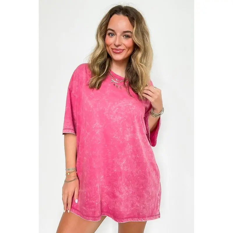 6PACK-Mineral Wash Oversized Top - BACK IN STOCK