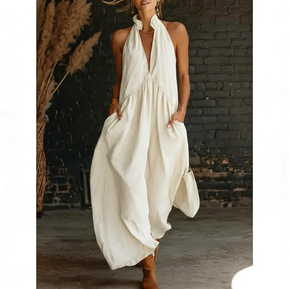 🔥Last Day: 8-Pack Only $24 🔥Women's Minimalist Halter Maxi Dress