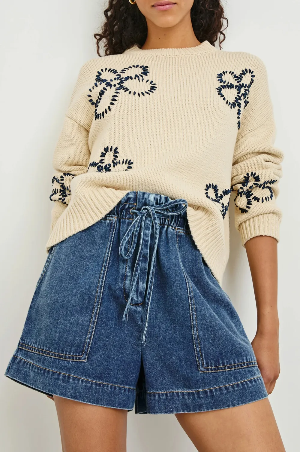 Cute Floral Embroidery Sweater