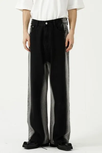 Effortless Washed Pocketed Stretch Straight Leg Jeans