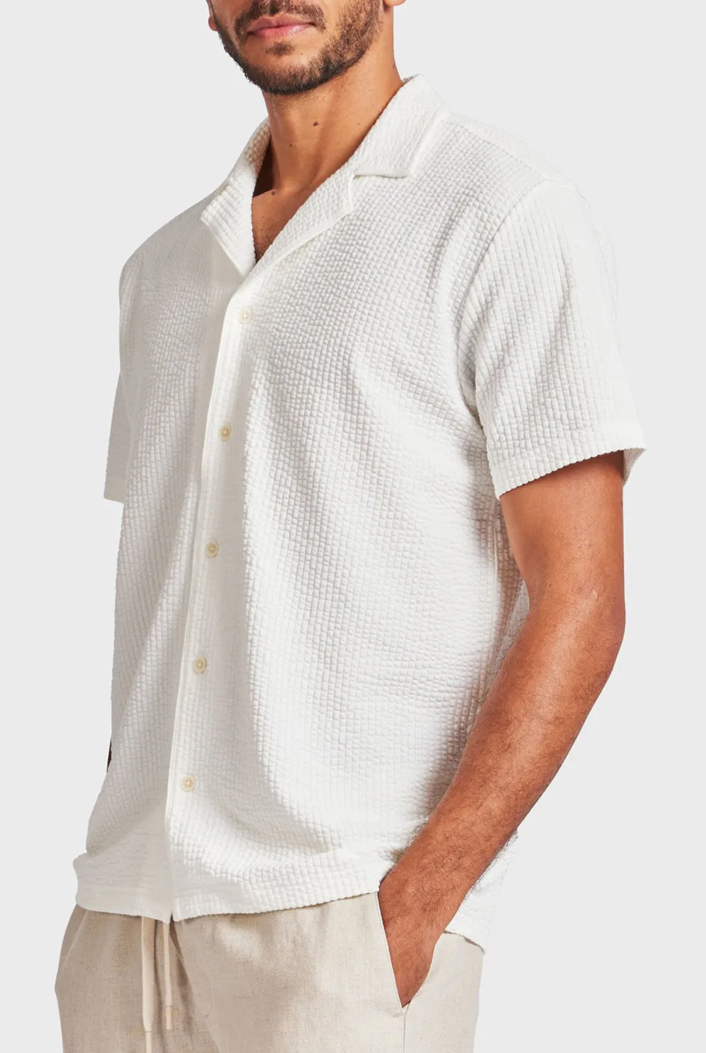 Textured Knit Short Sleeve Shirt