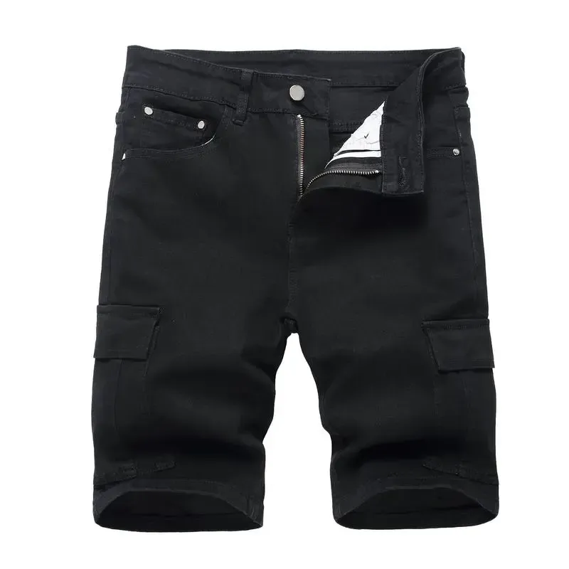 Men’s Ripped Denim Shorts – Stretch – Distressed Street Style