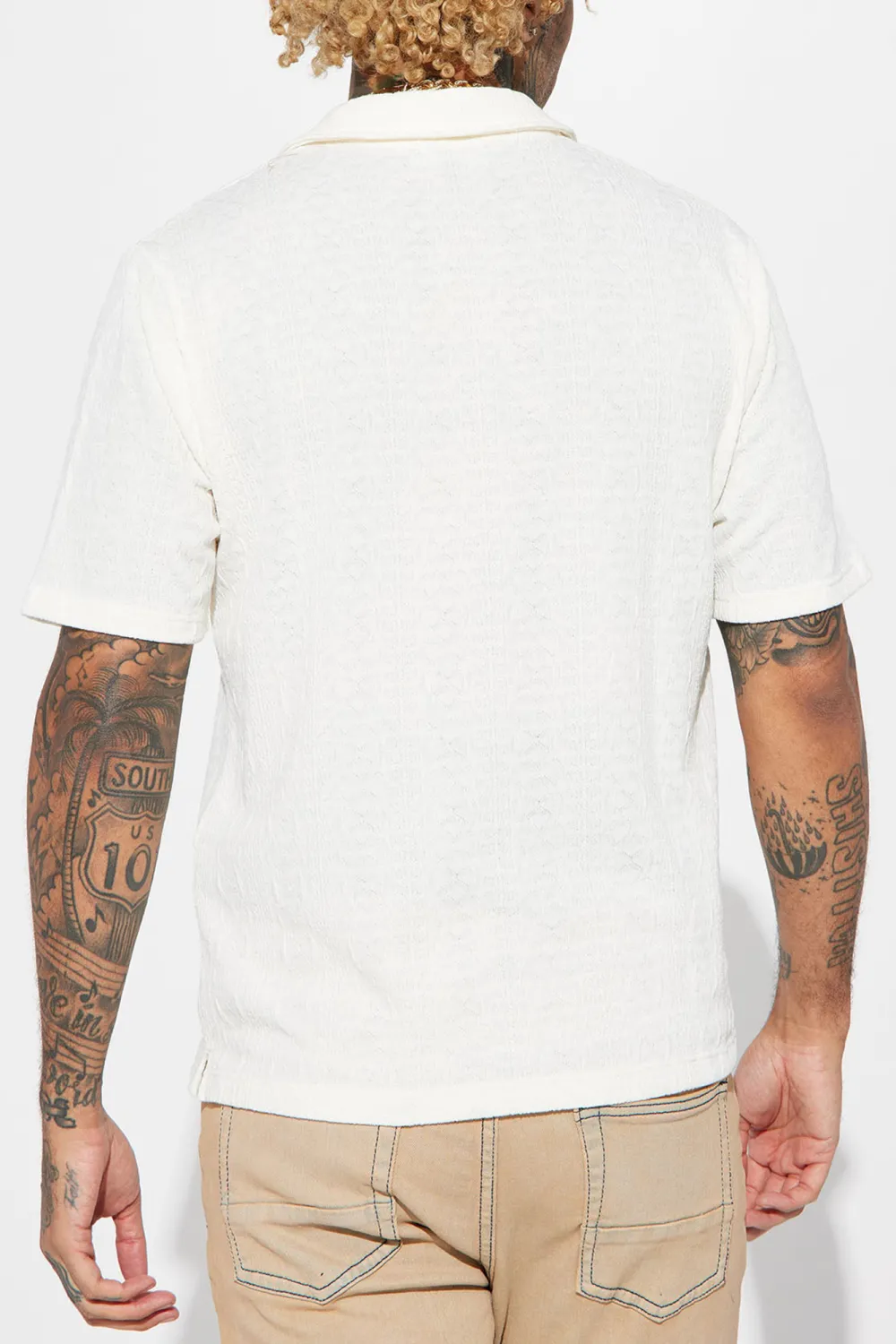 Fold Down Collar Short Sleeve Polo