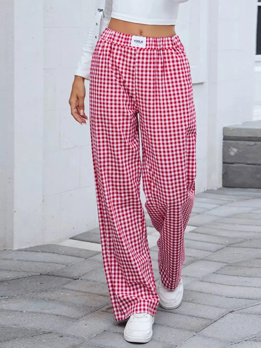 Relaxed Plaid Wide Leg Pants