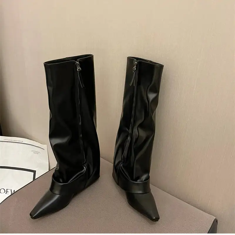 Cowboy Pointed-Toe Square-Heel Knee-High Boots
