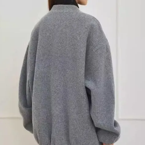 Relaxed Wool-Blend Casual Outerwear Jacket