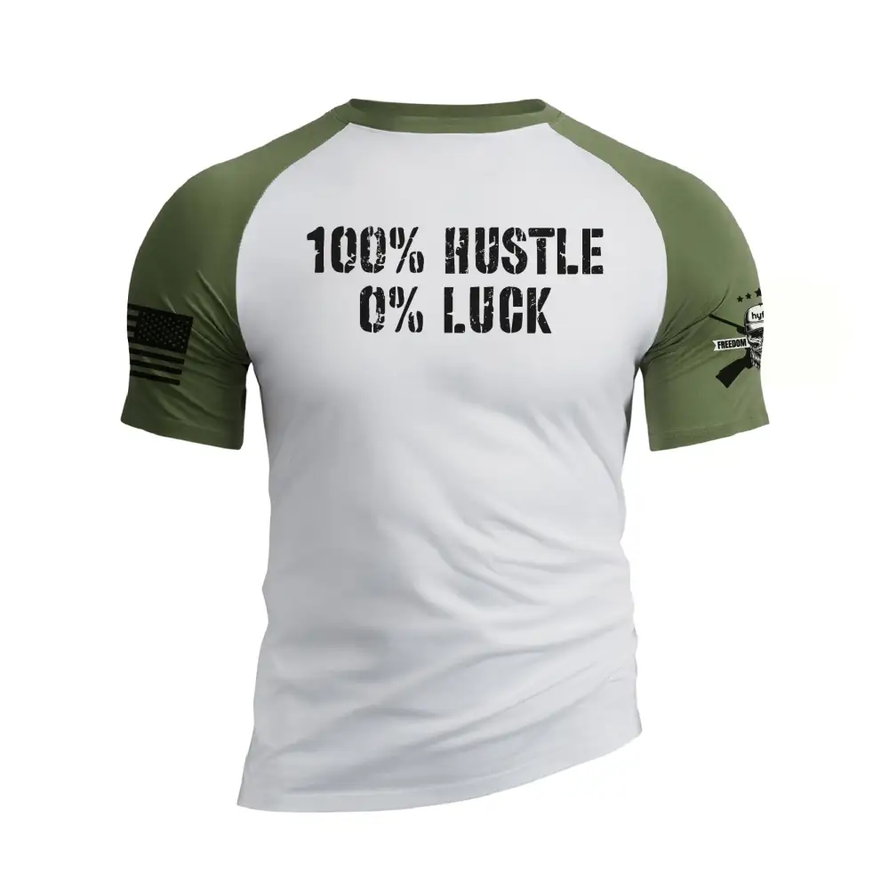 100% HUSTLE 0% LUCK RAGLAN GRAPHIC TEE