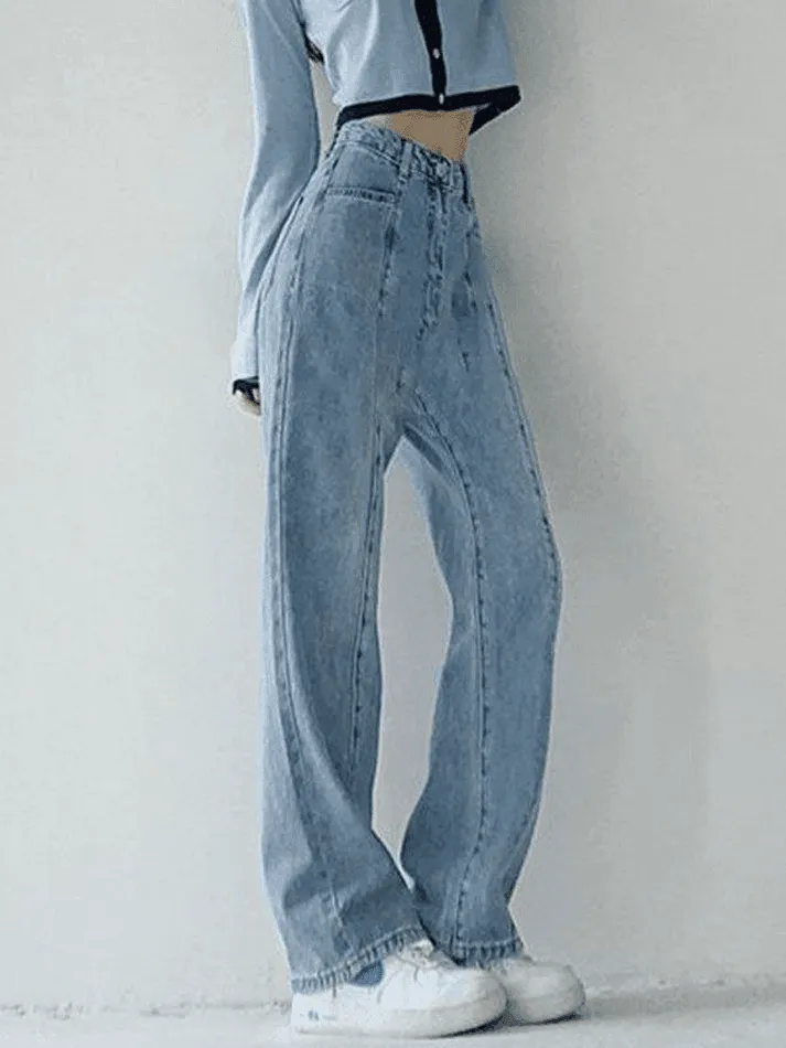 Seam Detail Washed Boyfriend Jeans