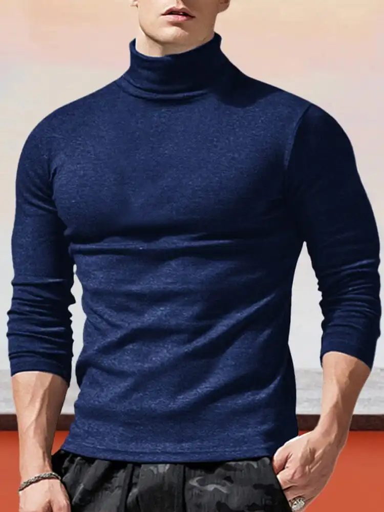 Classic Slim Fit Turtleneck Basic Top T-Shirt