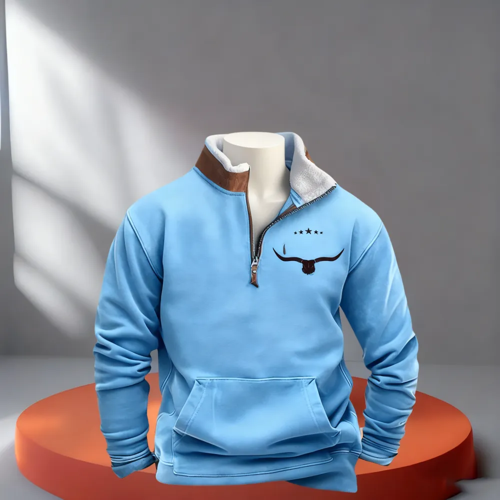 Mens Vintage Pullover 1/4 Zip Up Sweatshirt