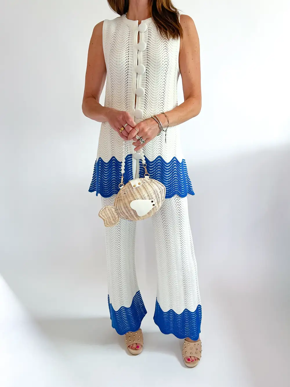 Knit Button Front Top And Pants Set