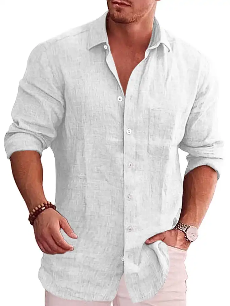 Classic Casual Button Down Cotton Linen Shirt