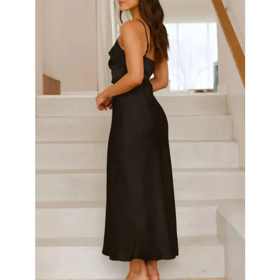 Satin Asymmetrical Midi Dress