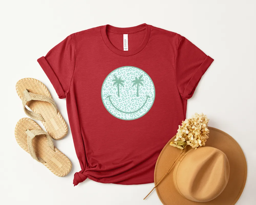 Palm Tree Smiley Graphic Everyday Tee