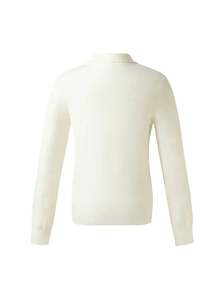 Wool Half Button Turtleneck Women Sweater