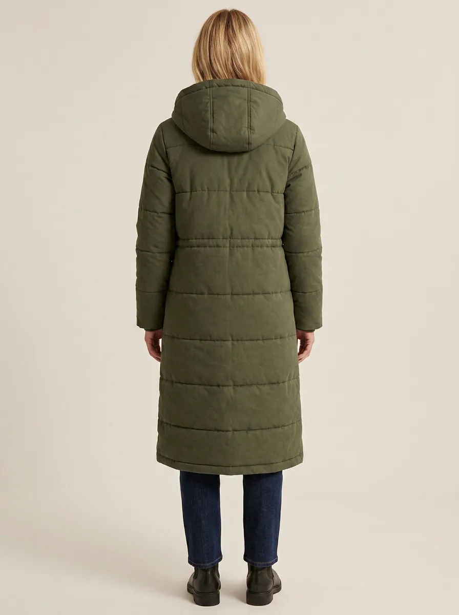 Easy-Layer Quilted Long Hooded Coat