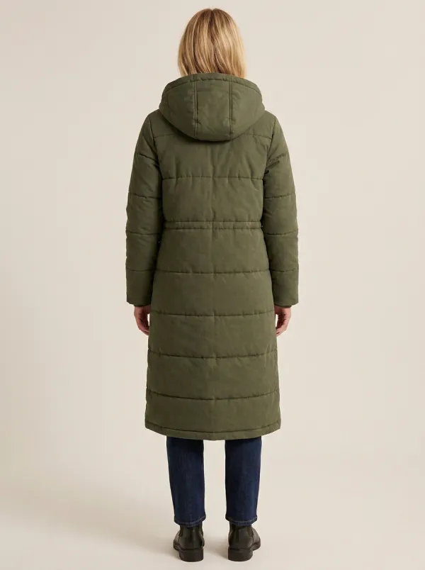 Easy-Layer Quilted Long Hooded Coat