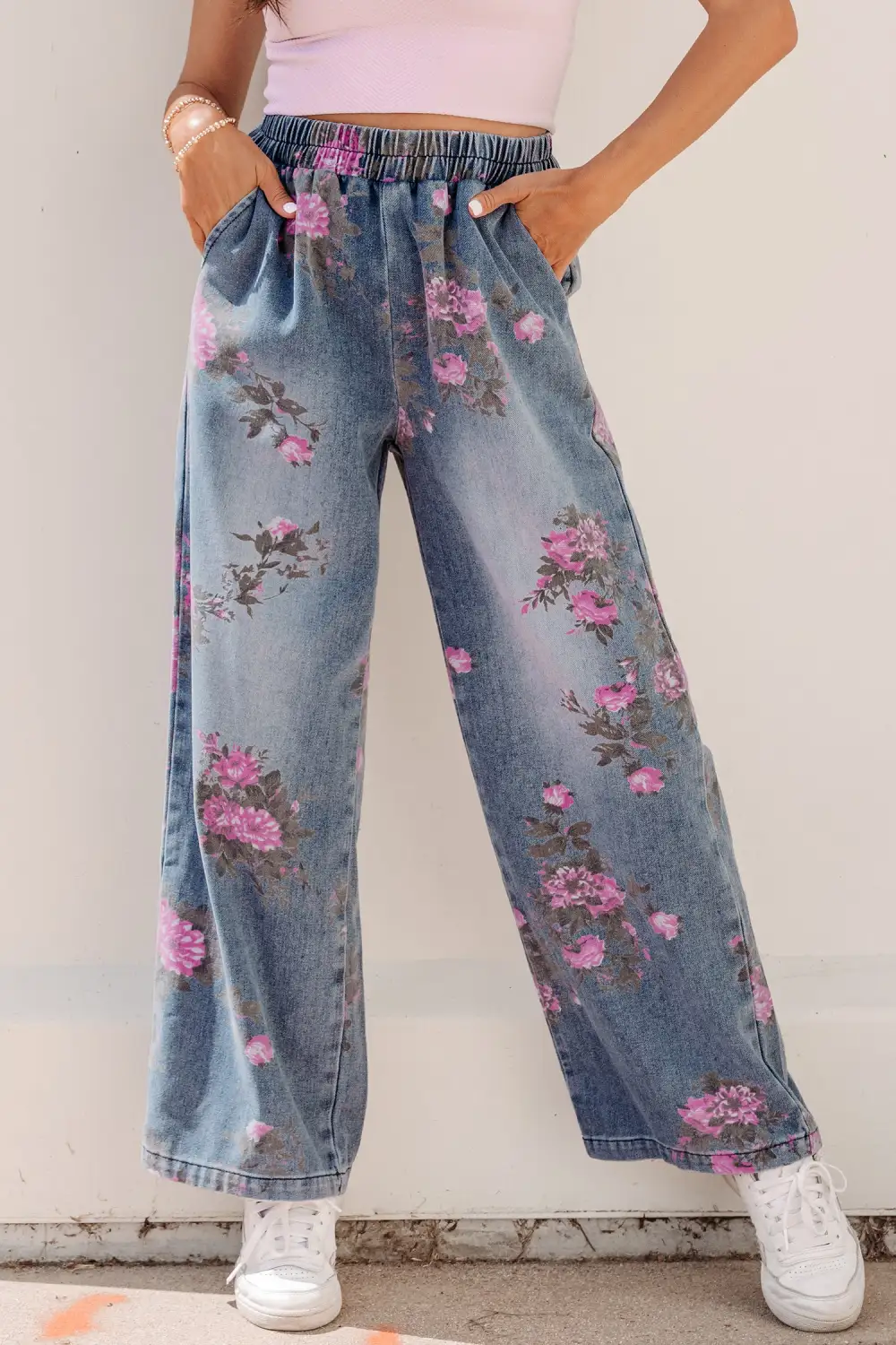 Elastic Waist Denim Jeans