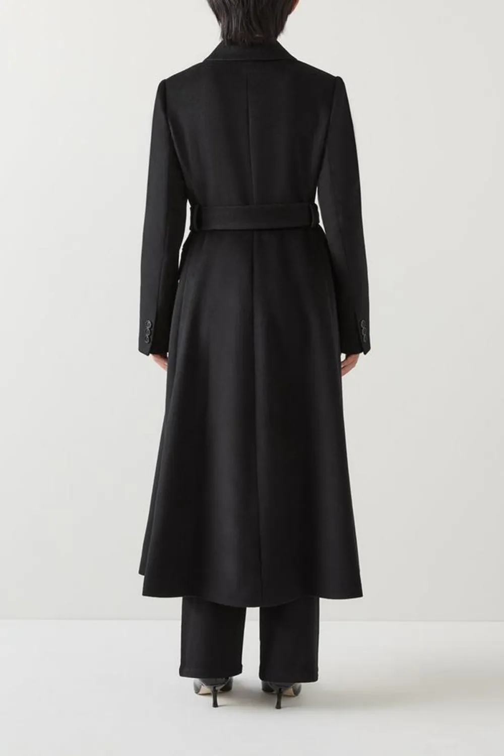 Black Belted Wool Coat