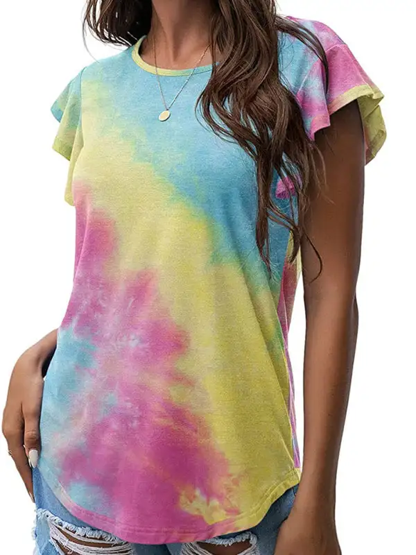 Simple Round-Neck Collared Short-Sleeve Knit T-Shirt