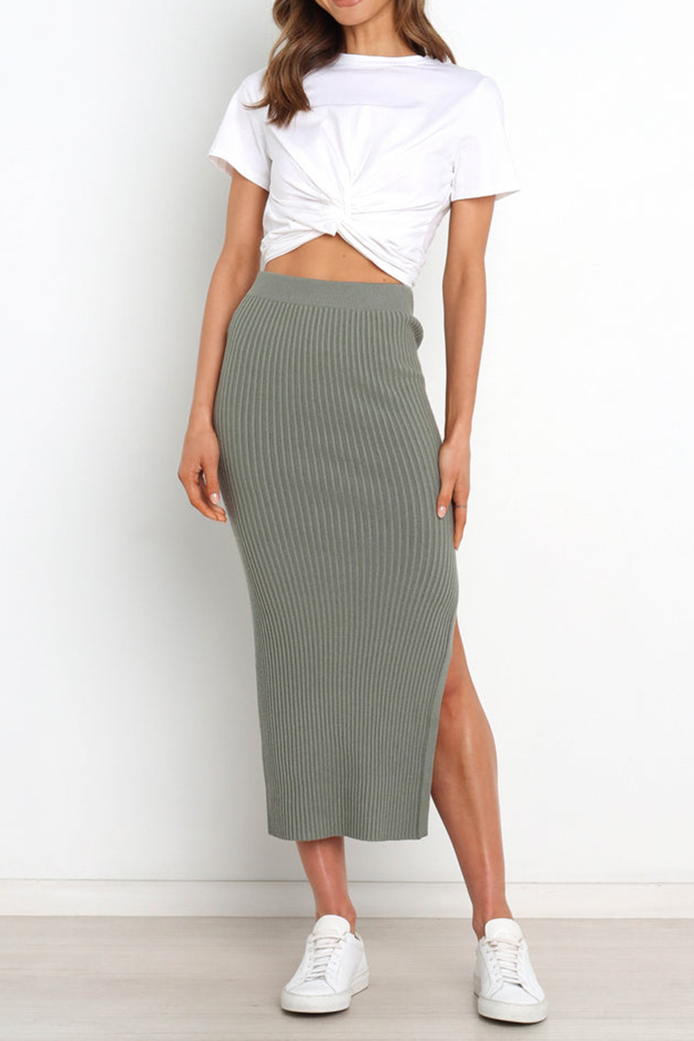 EASYGOING MIDI PLEATED LINEN SKIRT