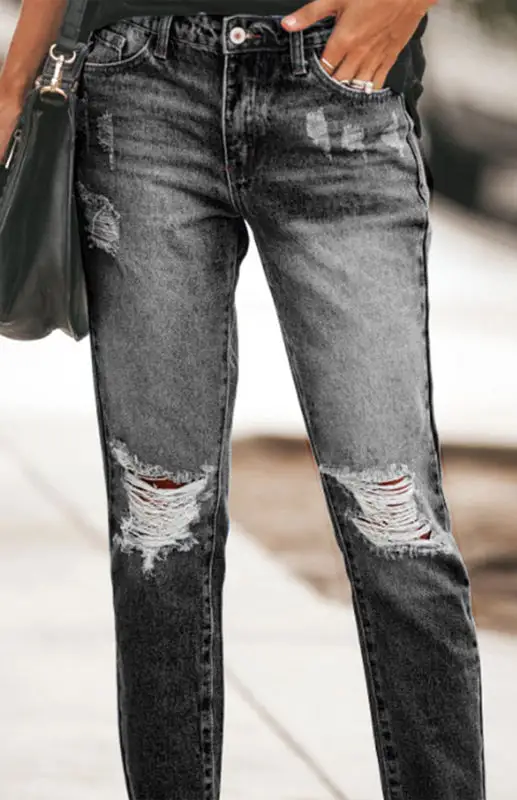 Distressed Ripped Denim Jeans