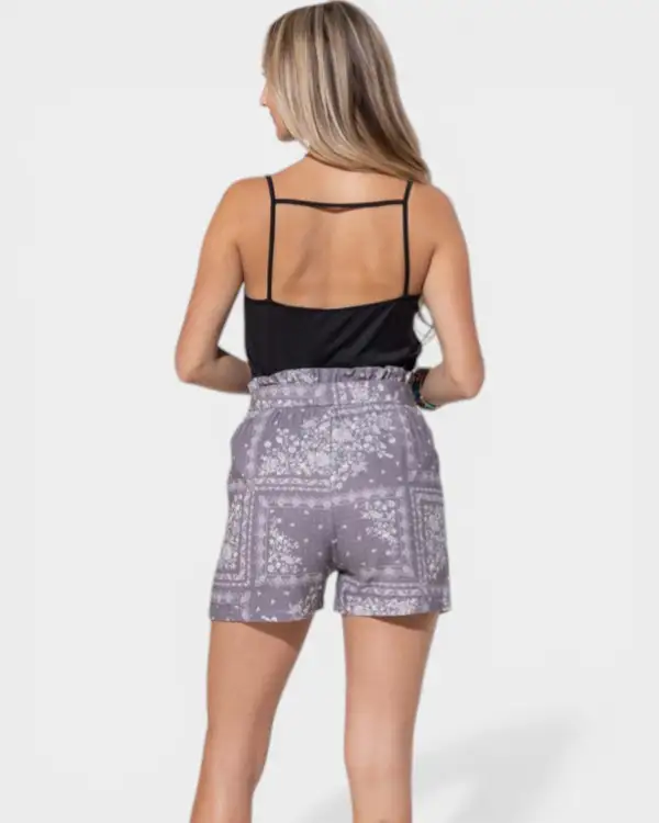 Floral Patchwork Paperbag Shorts