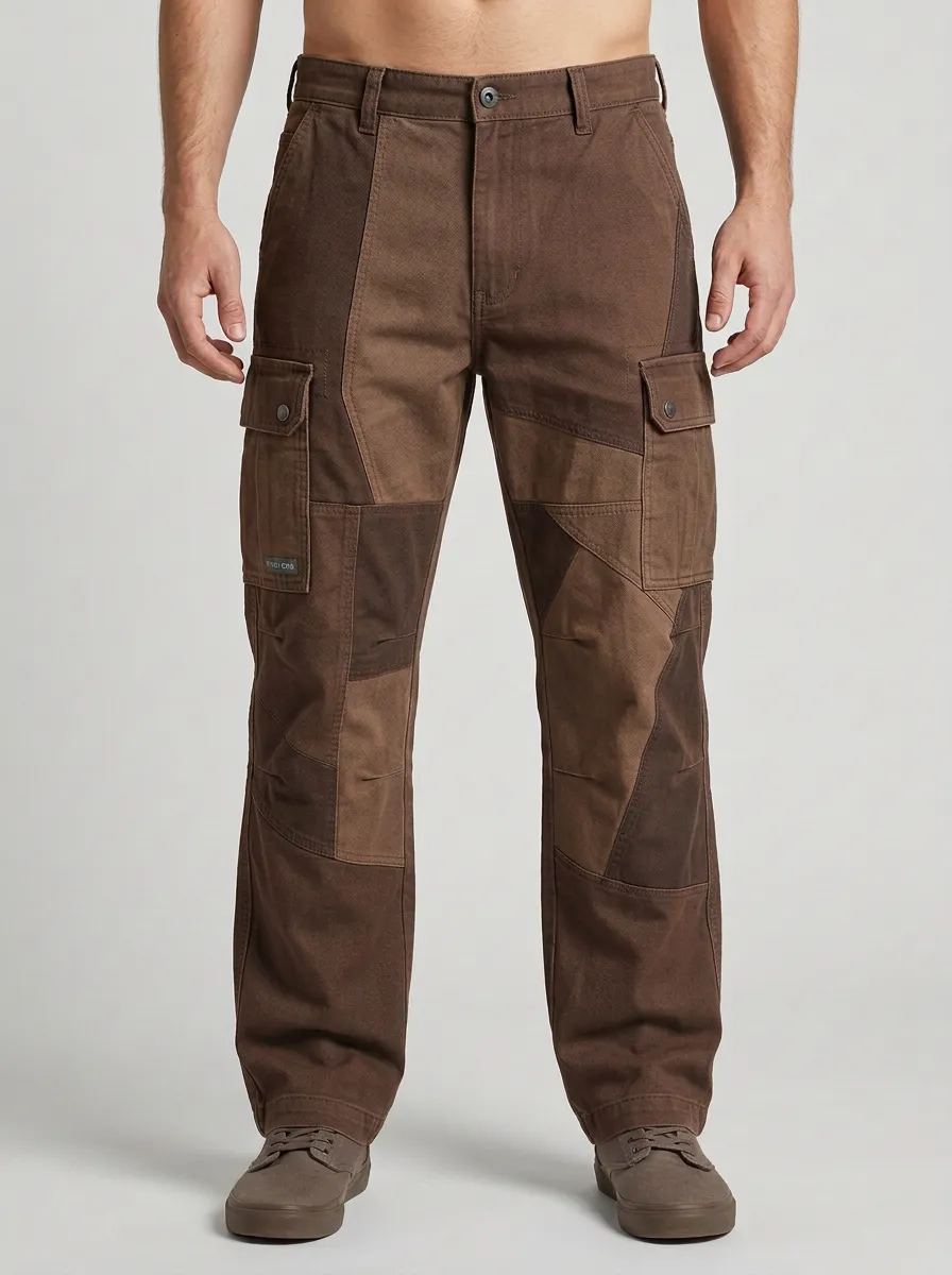 Men's Patchwork Utility Pocket Cargo Pants
