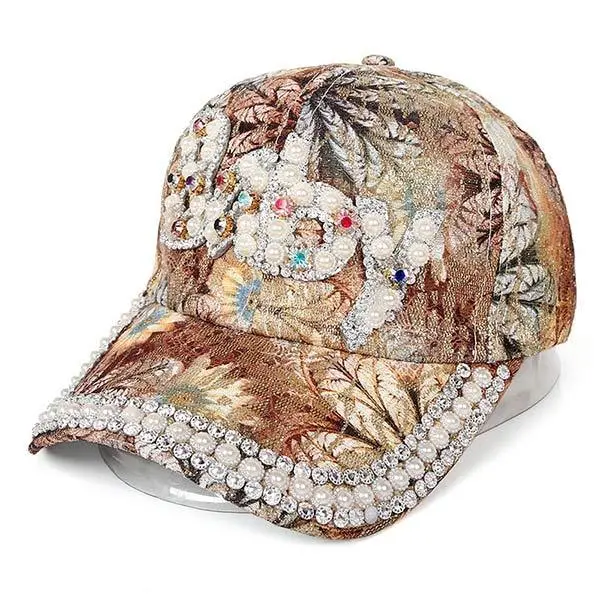 Women'S Colorful Rhinestone Print Floral Baseball Cap 64634191C