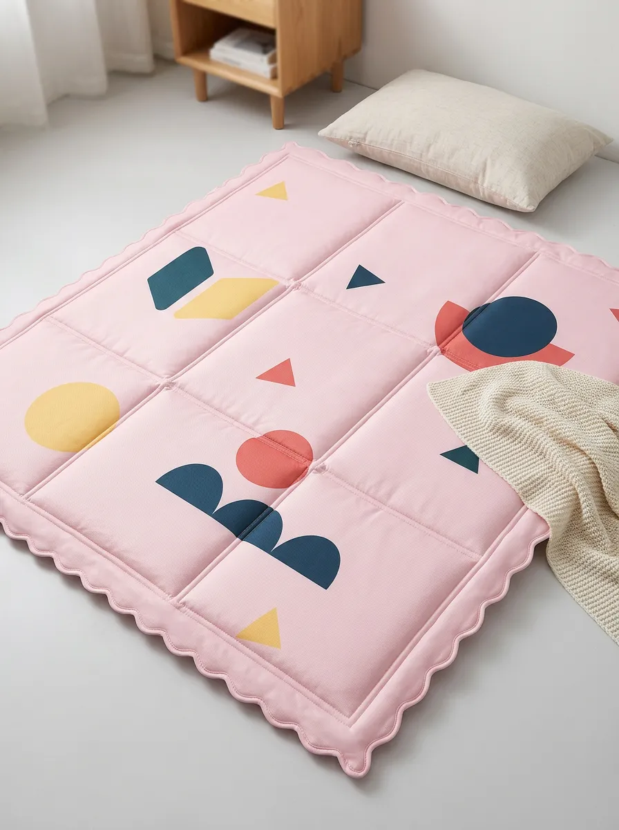 Minimalist Geometric Shapes Pink Pattern Cooling Mat