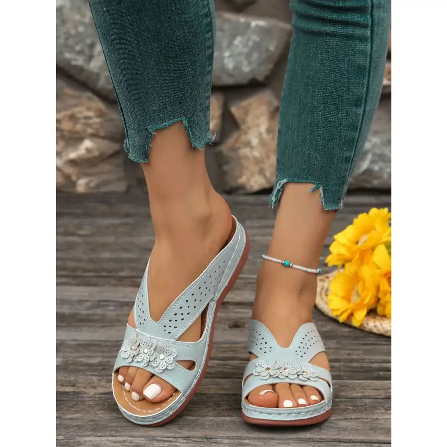 Flower Comfort Wedge Sandals