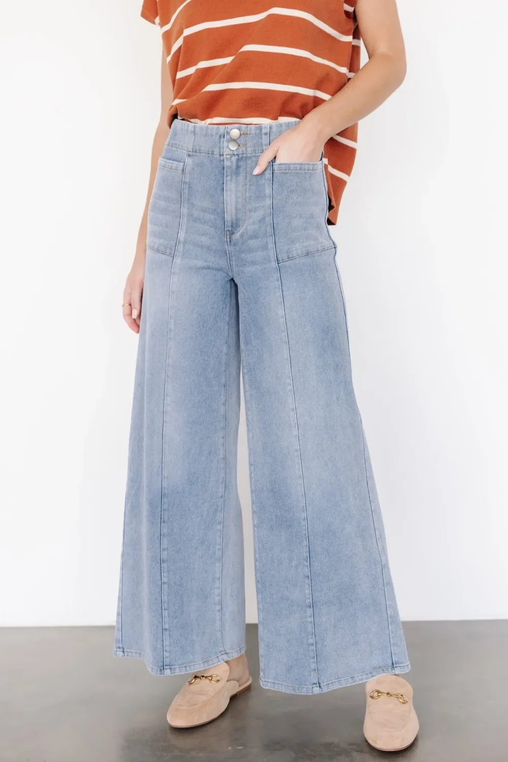 Classic Basic Retro Loose Denim Pants