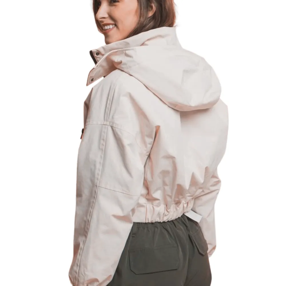 Women's Beige Cropped Utility Jacket  - Stylish & Functional for All Seasons
