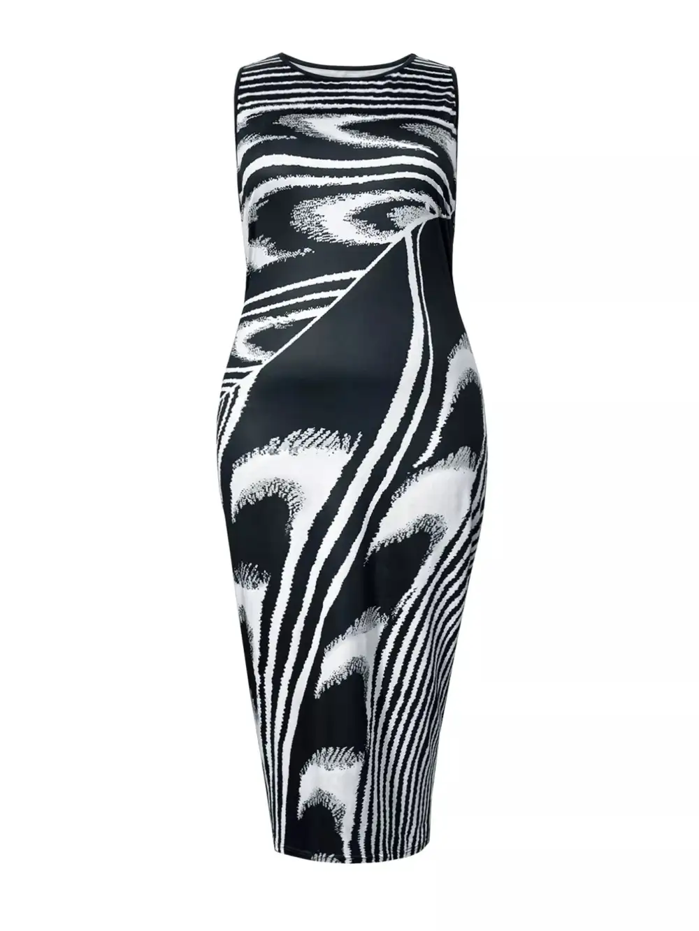 Abstract Print Sleeveless Maxi Dress