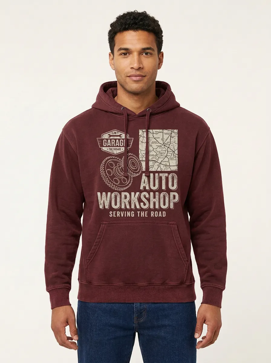 Men's Auto Mechanic Garage Gear Graphic Hoodie