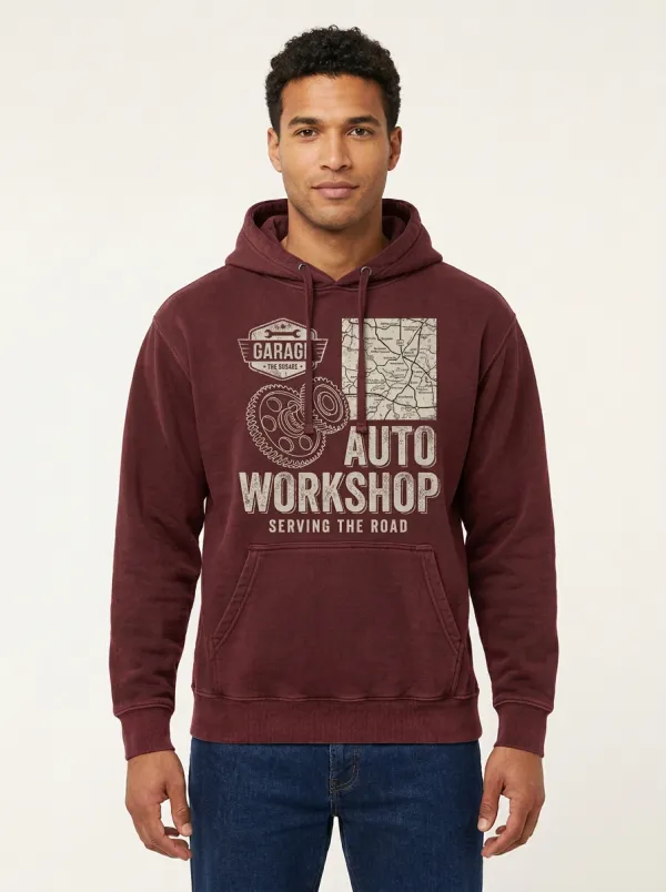 Men's Auto Mechanic Garage Gear Graphic Hoodie