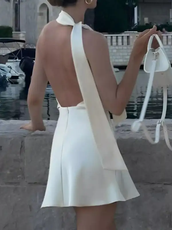 Graceful Everyday Halter Neck Mini Dress