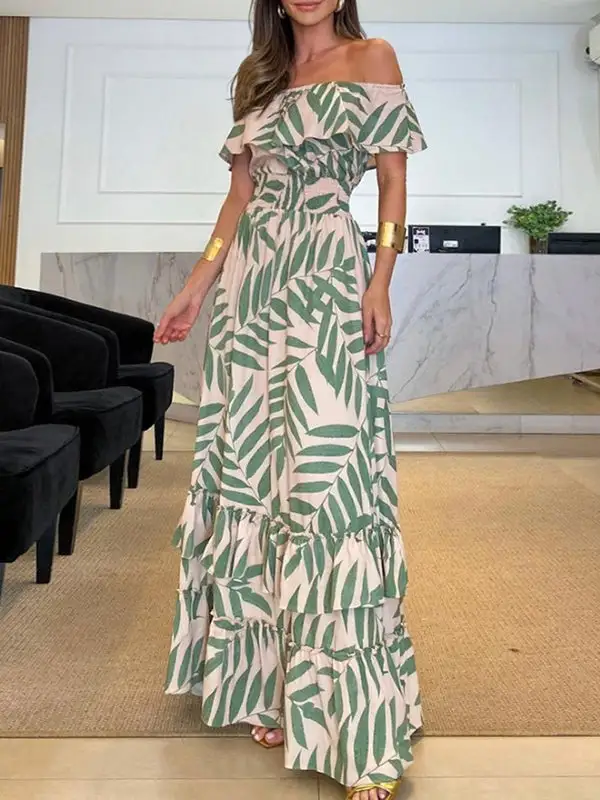 Printed Sleeve Maxi Dress